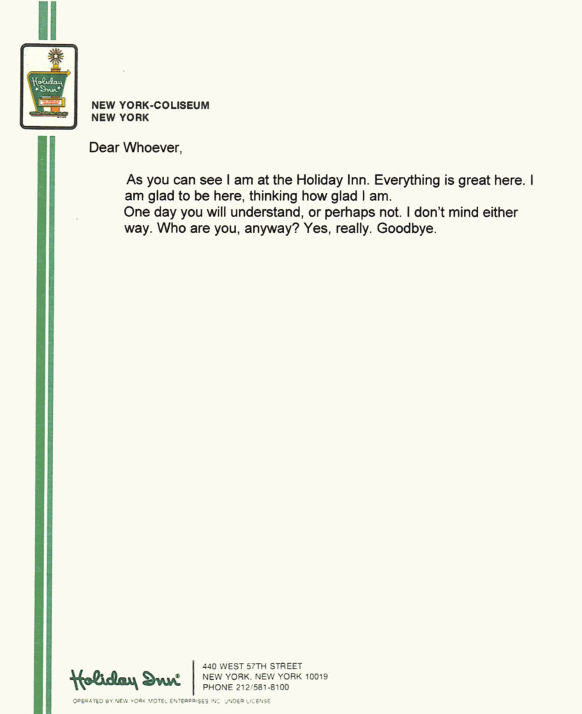 Holiday Inn Letter